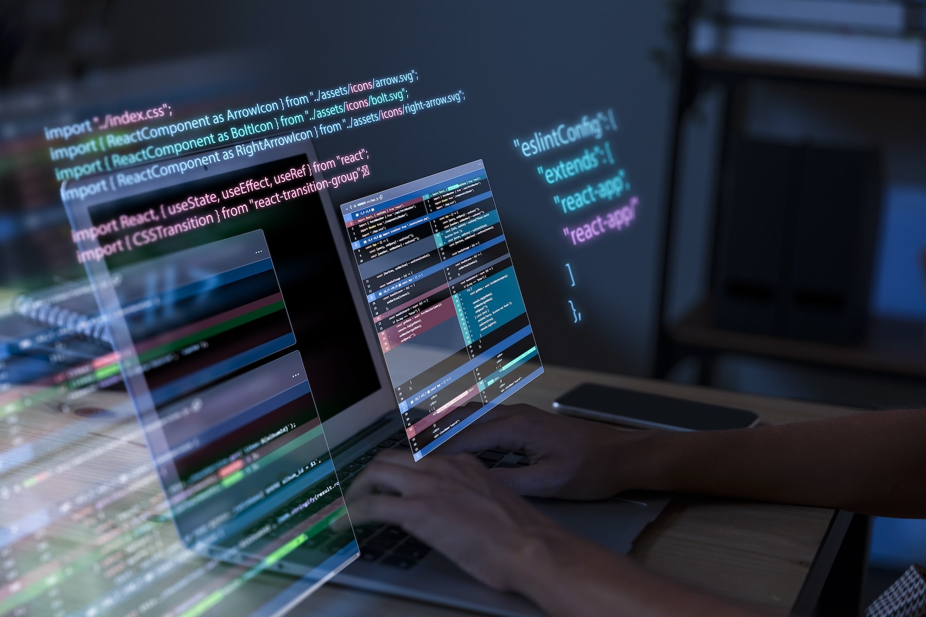 software development kit sdk: schermate di pc con codice di programmazione