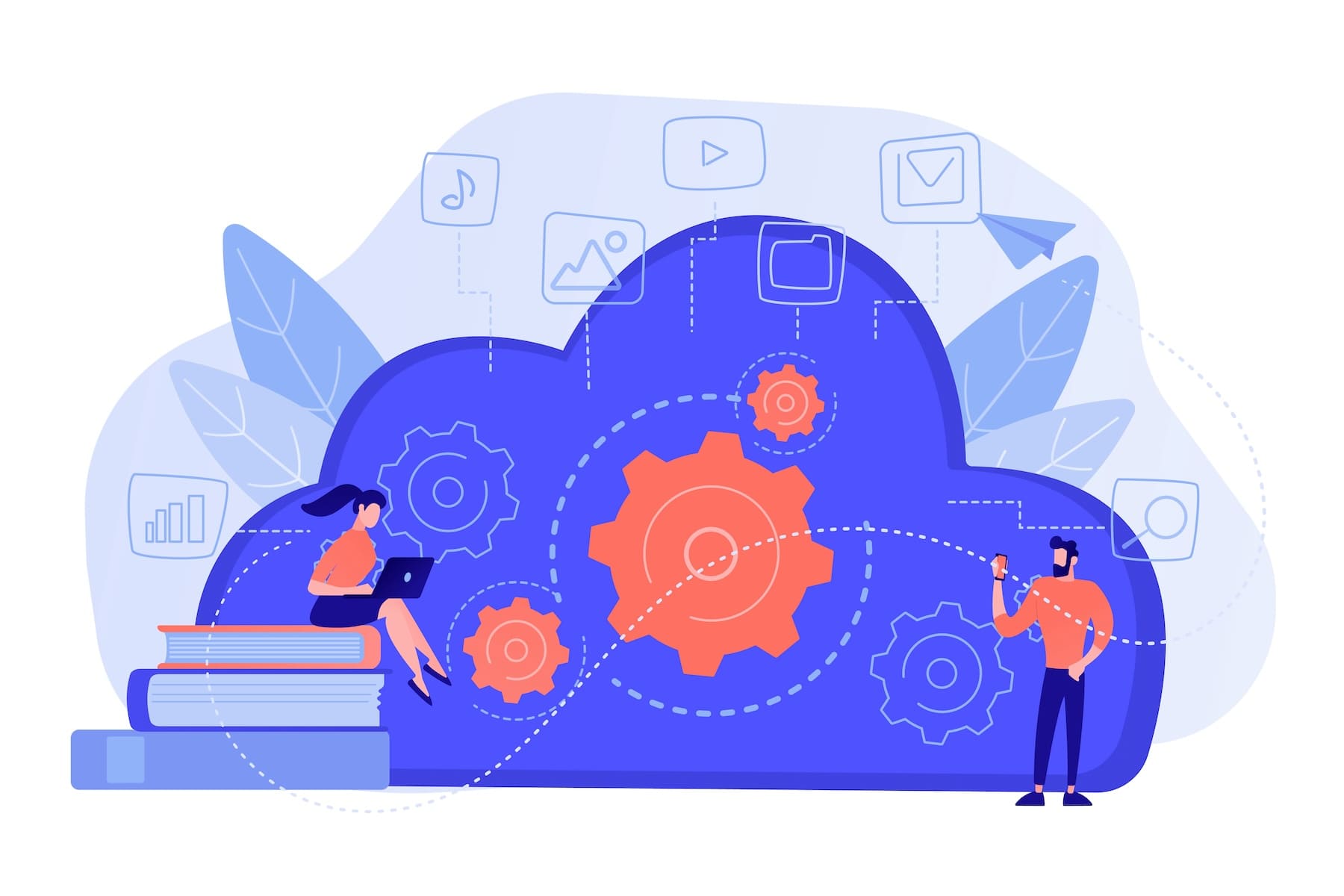 disaster recovery piano: grafica di persone che lavorano davanti a una nuvola